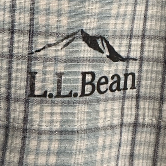 LL Bean Men’s Fishing Button Down Short Sleeve Shirt Vented Nylon Pockets Large - Picture 6 of 7